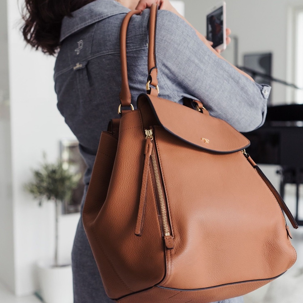 Tory Burch Half Moon Tan Leather Tote